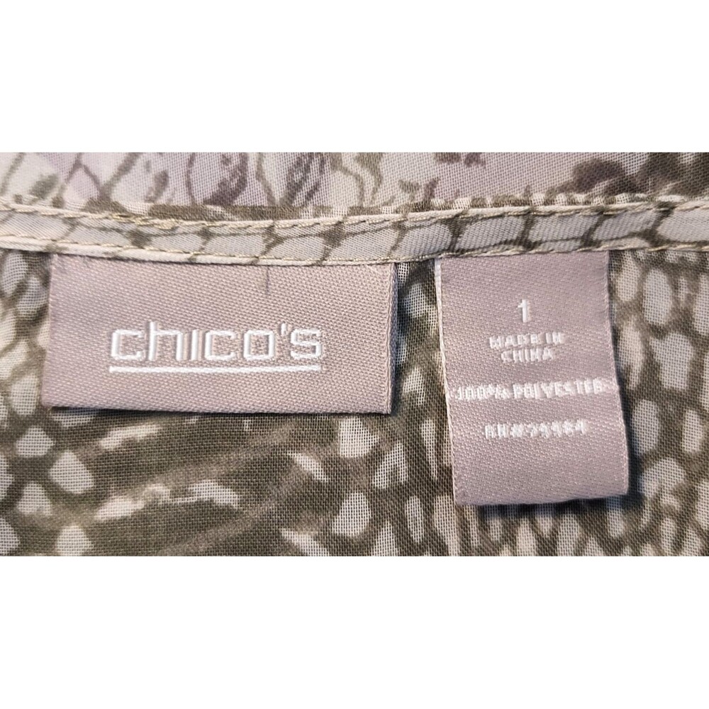 Chico's Open Front Cardigan Sheer Lightweight Snake Print Size 1 Womens Medium - Picture 8 of 12